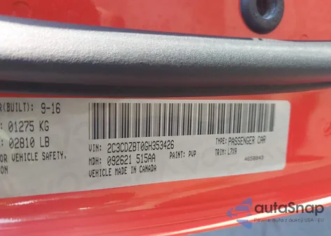 2016 Dodge Challenger R/T from USA, damaged, VIN 2C3CDZBT0GH353426